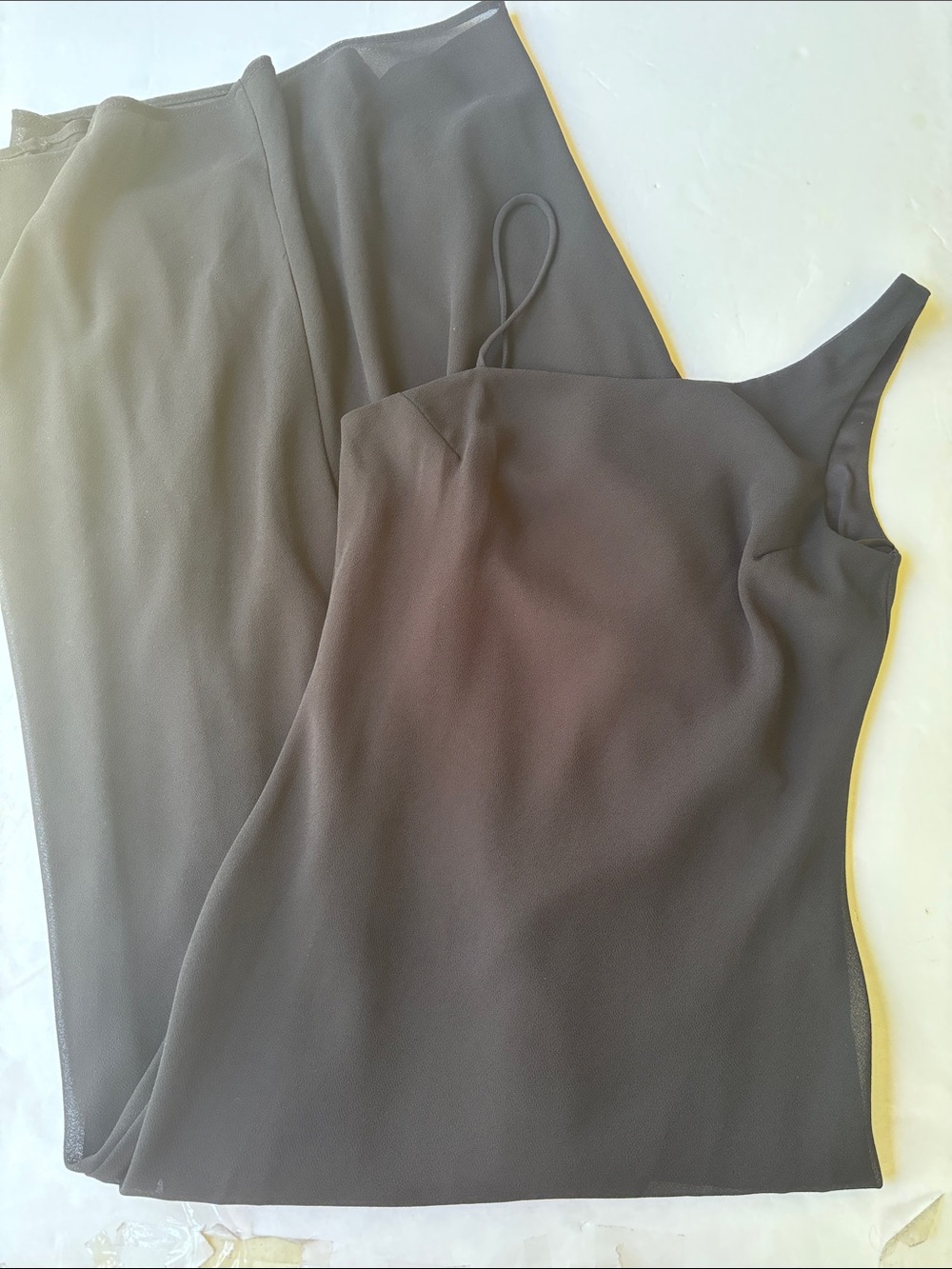 Vintage 90’s Minimalist Black Long Maxi Gown Asymmetrical Bias Homecoming Formal - Picture 5 of 16